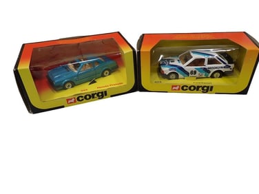 2 Corgi Die Cast Model Cars incl 345 Honda Prelude and 423 Ford Escort Both in Original Boxes
