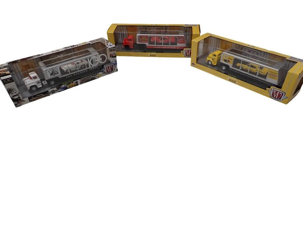 3 M2 Machines Die Cast Hauler Trucks each with a Die Cast Car New in Boxes (1 of 20)