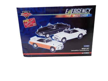 Corgi Drive Time Emergency Motors MGB Set Lancashire Constabulary LC1003 in Original Box 1:43 Scale