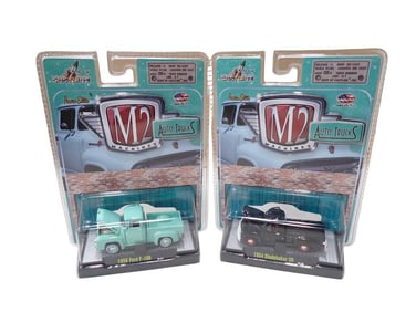 2 M2 Machines Auto Trucks Die Cast Models 1:64 Scale incl 1956 Ford F-100 and 1954 Studebaker 3R