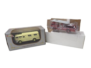 2 Signature Models Fire Trucks incl Lynn Fire Dept Rescue Squad in Original Box and