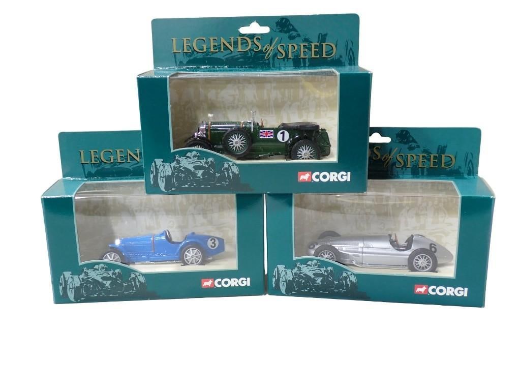 3 Corgi Legends of Speed Die Cast Model Racing Cars incl 00201 Green, 00202 Blue, 00203 Silver (1 of 9)