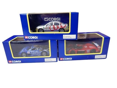 3 Corgi Model Cars incl TY97018 Audi A4, TY92010 Toyota GTI Venture Safenet, TY97213 Mercedes CLK GT