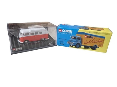 2 Corgi Die Cast Metal Vehicles incl 06701 VW Camper and 30305 Thames Trader Box Van 1997 Collector