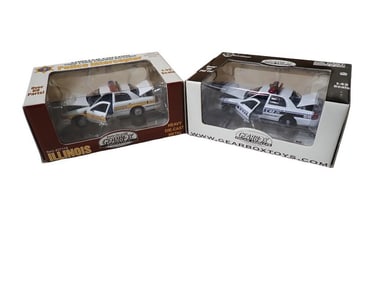 2 Gearbox Die Cast Metal Model Police Cars 1:43 Scale in Original Boxes