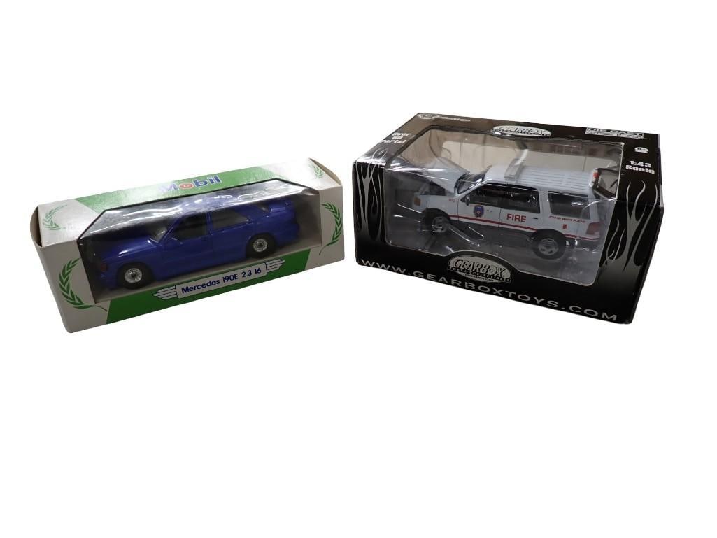 2 Die Cast Model Cars incl Corgi Mobil Mercedes 190E 2.3 16 and Gearbox City of White Plains (1 of 12)