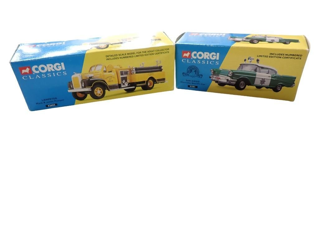 2 Corgi Classics Die Cast Model Vehicles incl 52603 Lampeter Mack B Series Pumper and 51301 San Dieg (1 of 12)