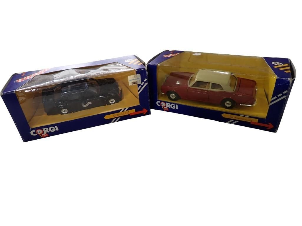 2 Corgi Die Cast Model Cars incl Rolls Royce Corniche and Mercedes 2.3/16.  Both are in Original Box (1 of 12)