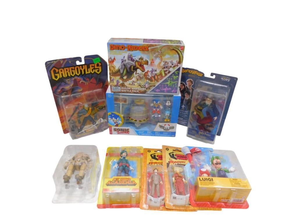 New in Package Action Figures incl Gargoyles, Sonic the Hedgehog Rulon Warriors Battle Pack,: New in Package Action Figures incl Gargoyles, Sonic the Hedgehog Rulon Warriors Battle Pack, Harry Potter, Mario Bros Luigi, Indiana Jones, My Hero Academia, Lost Planet All pictures are conside