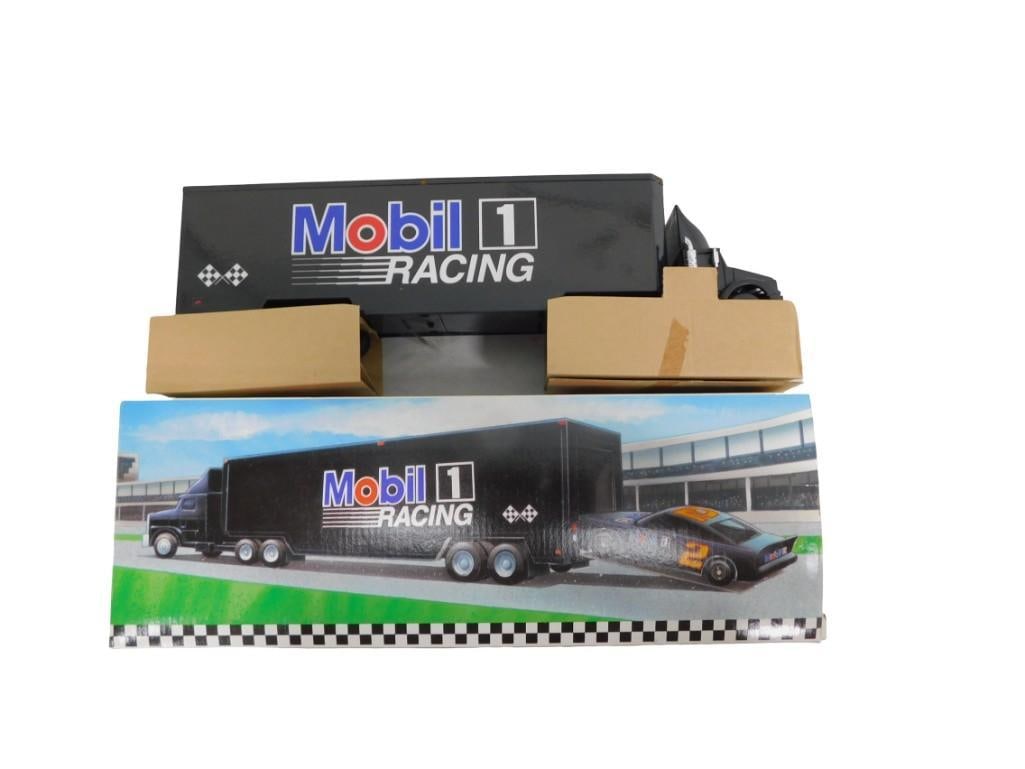Mobil 1 Toy Race Car Carrier Limited Edition Collectors Series Model Semi Truck New in Box: Mobil 1 Toy Race Car Carrier Limited Edition Collectors Series Model Semi Truck New in Box All pictures are considered part of the description and should be examined carefully by bidders. Live Auction