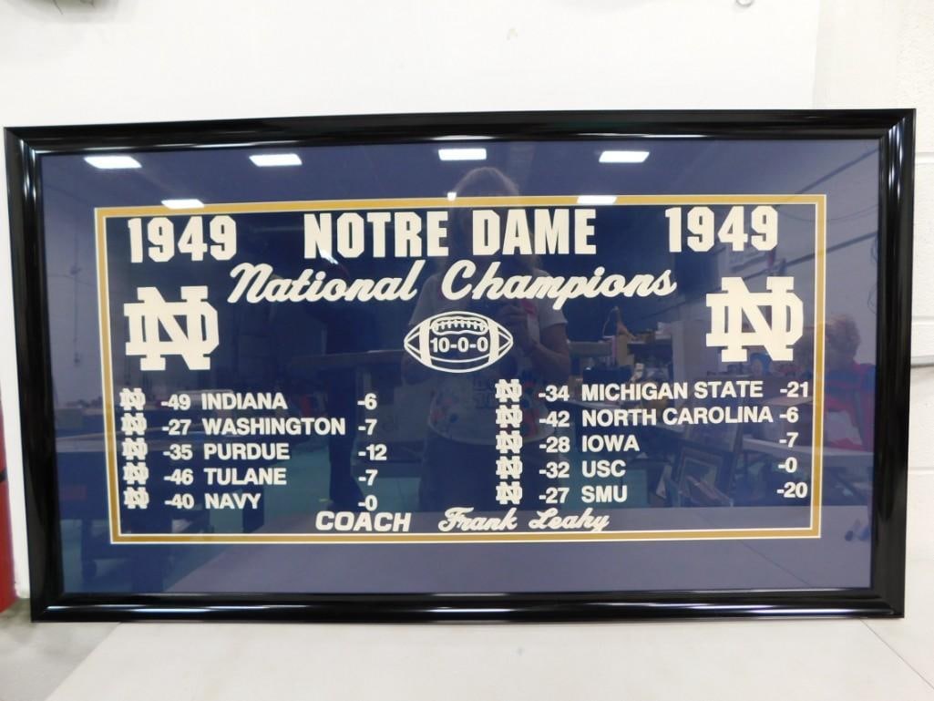 Original 1949 Notre Dame National Championship Banner Framed . Coach was Francis William: Original 1949 Notre Dame National Championship Banner Framed . Coach was Francis William Leahy 41" x 23 1/2"