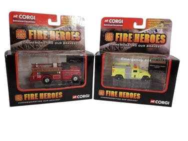 2 Corgi Fire Heroes Die Cast Model Emergency Vehicles incl Chicago Fire Department 1966 GMC Fire Pum