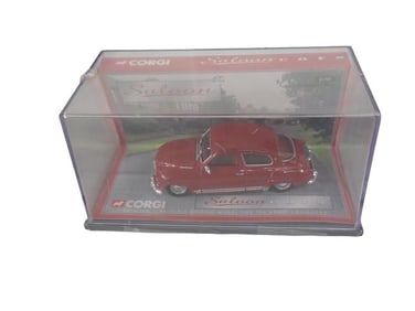 Corgi Saloon Red Saab Die Cast Model Car Sealed in Original Package with Acrylic Display