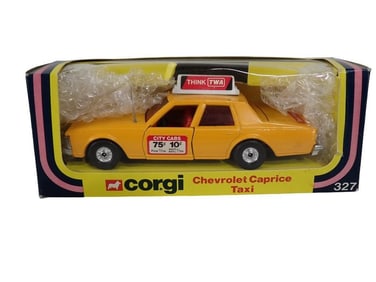 Vintage Corgi 327 Chevrolet Caprice Think TWA Taxi Die Cast Model Car in Original Box