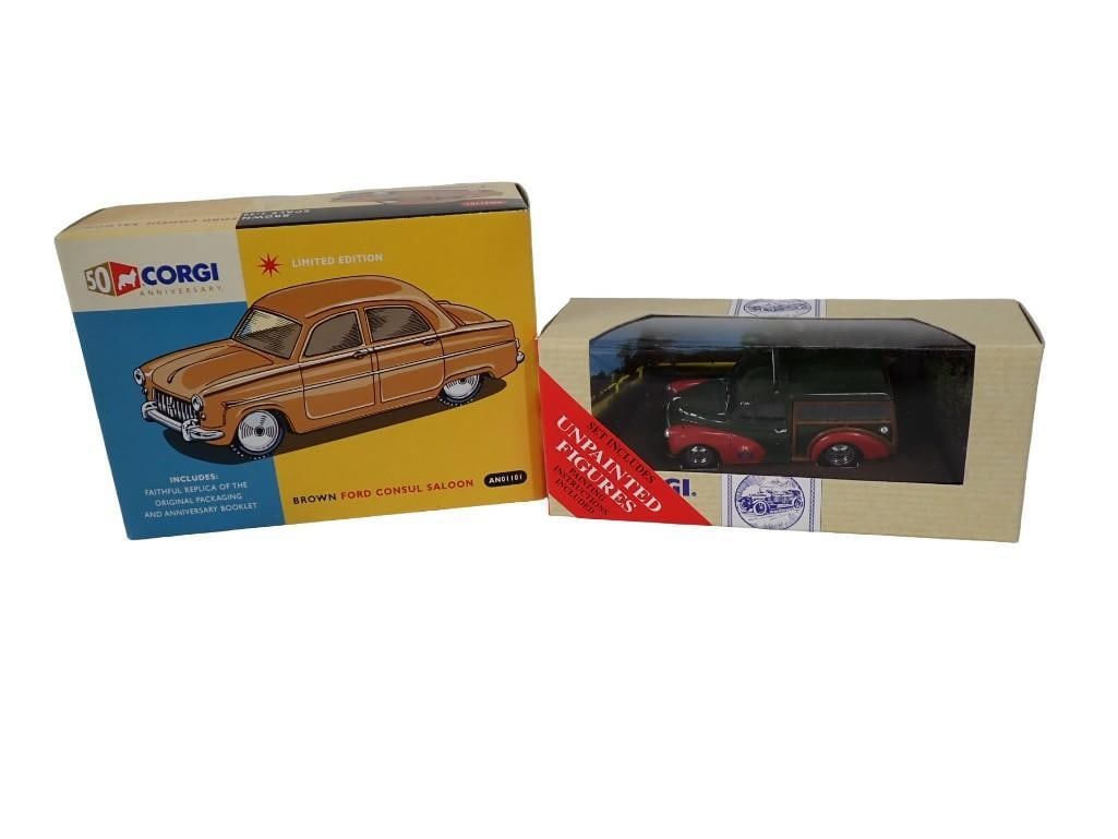2 Corgi Die Cast Model Vehicles incl Brown Ford Consul Saloon AN01101 and Morris Minor Traveller (1 of 16)