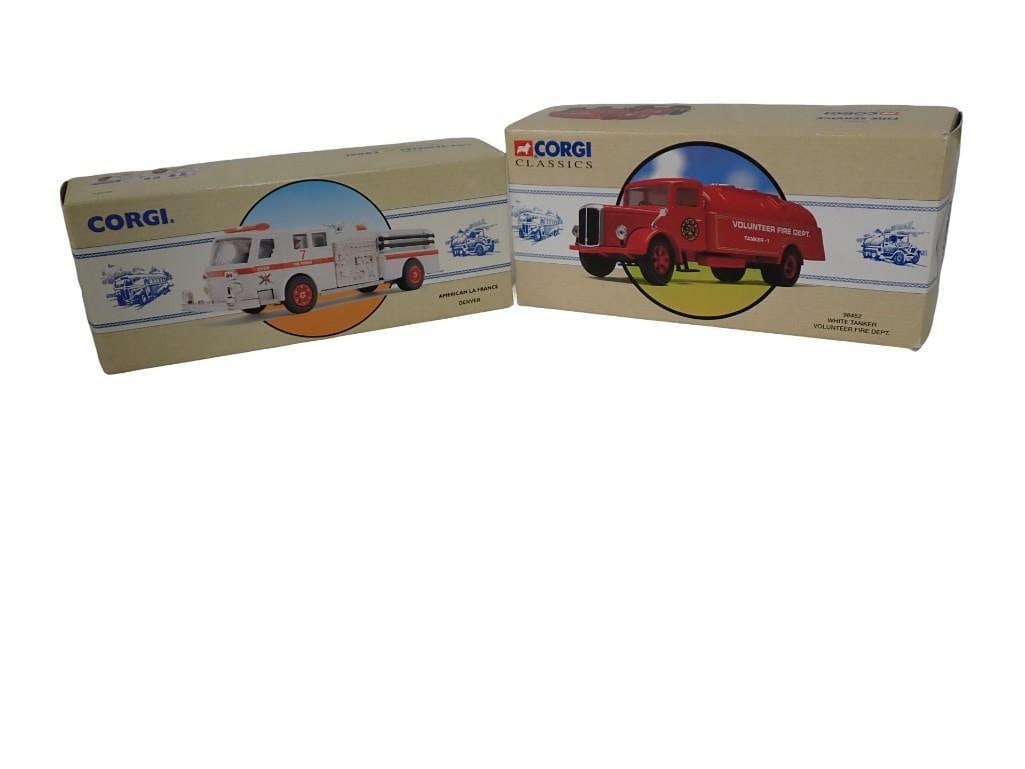 2 Corgi Die Cast Model Firetrucks incl American La France Denver and 98452 Tanker Volunteer Fire Dep (1 of 14)