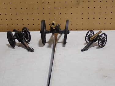 Vintage Miniature Canon Replicas including Gettysburg and Yorktown