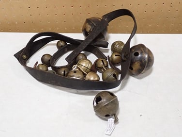 Antique Crotals / Sleigh Bells - ome still on the leather, some branded