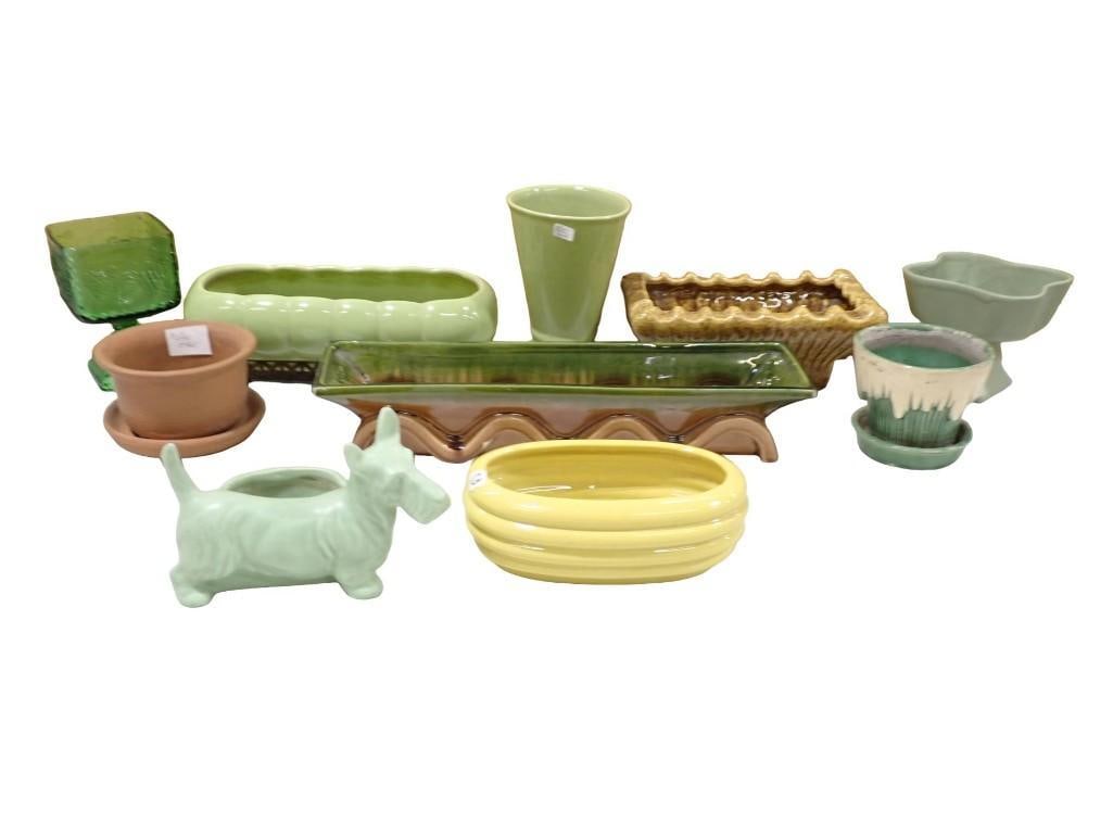 Collection of MCM Planters including Glass and Ceramic, Scottie Dog, McCoy, etc (1 of 10)