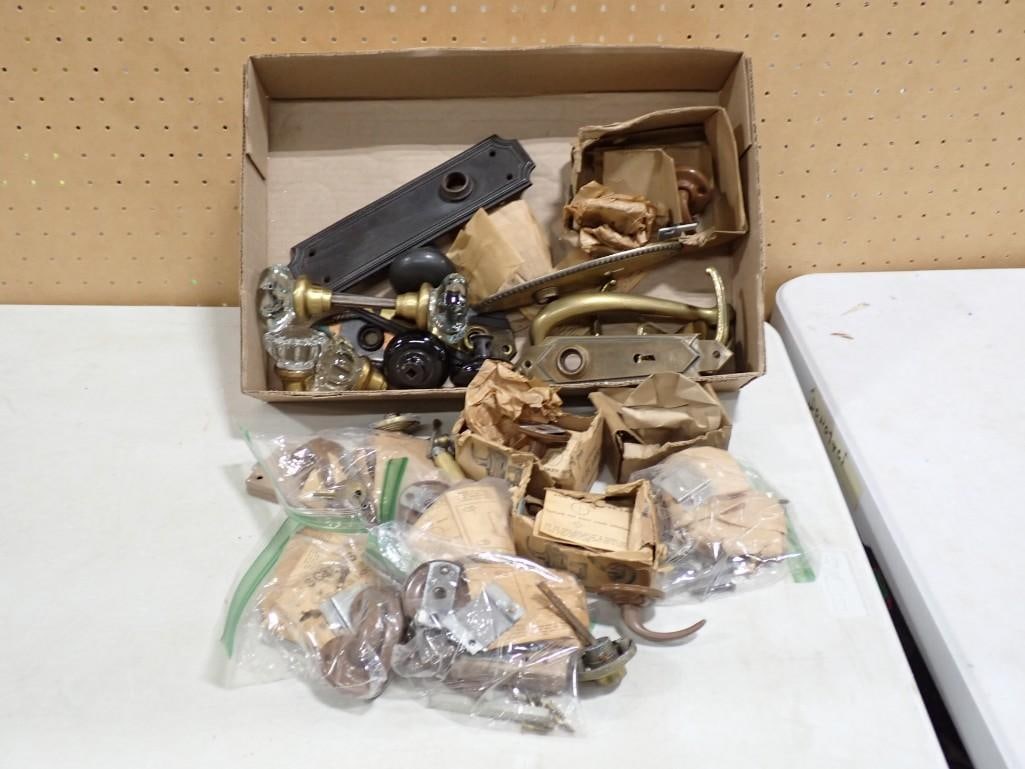 Lot of Vintage / Antique Door parts including Glass Doorknobs, Hardware, etc. (1 of 8)