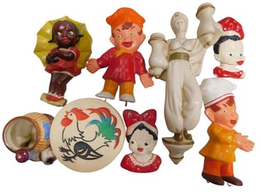 Lot of Vintage Chalkware and Figurine, etc. including Rice Krispies, Carnival Chalware Black Girl,
