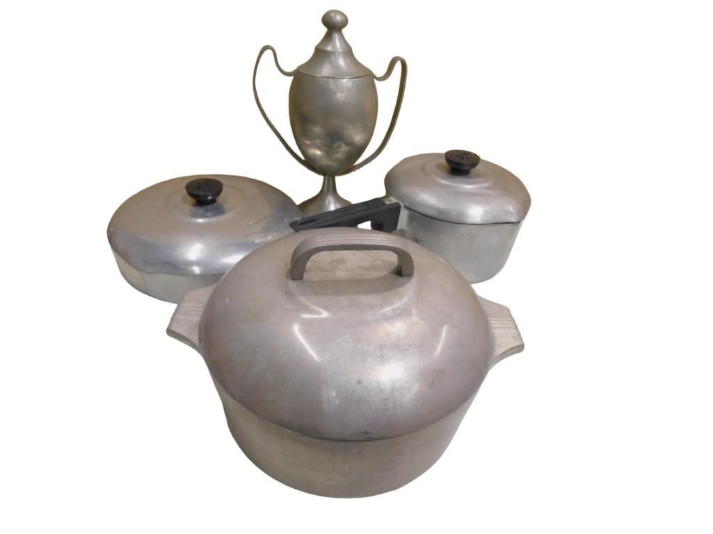 Lot of Pots and Pans including Cast aluminum, Wagner Ware and a Trophy Urn (1 of 7)