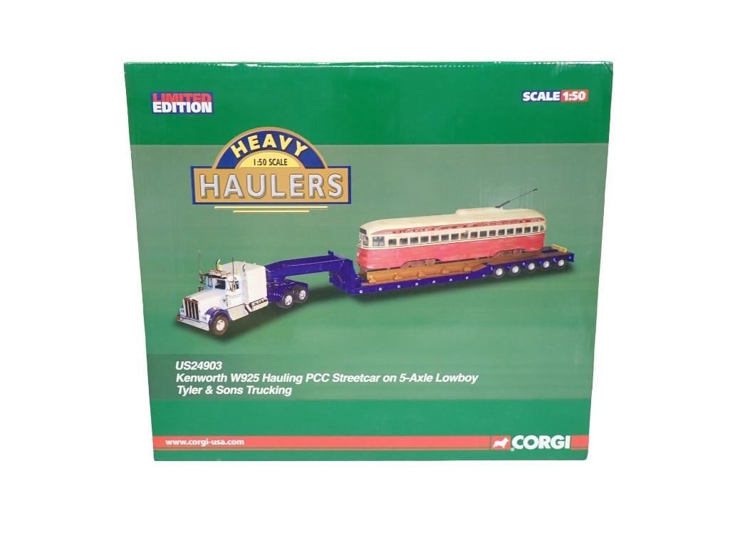 Corgi Limited Edition Heavy Haulers US24903 Kenworth W925 Hauling PCC Streetcar on 5-Axle Lowboy: Corgi Limited Edition Heavy Haulers US24903 Kenworth W925 Hauling PCC Streetcar on 5-Axle Lowboy Tyler & Sons Trucking 1:50 Scale All pictures are considered part of the description and should be 