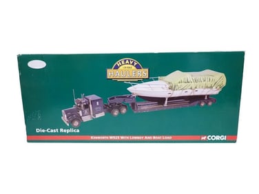 Corgi Die-Cast Replica Heavy Haulers Kenworth W925 with Lowboy and Boat Load 1:50 Scale Limited