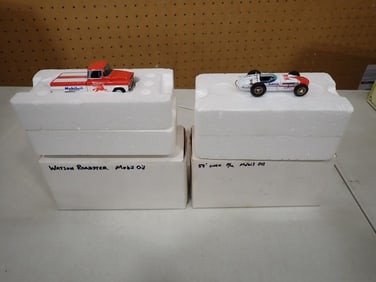 Hot Wheels 2002 Club Mobil Oil 1958 Chevy Apache 85527 and Watson Roadster