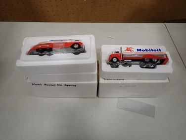 Hot Wheels Special Edition Rocket Oil Mobil Gas Die Cast Car and 1938 Ford C.O.E. Truck Mobiloil