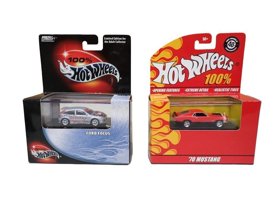 2 Hot Wheels 100% Die Cast Cars incl '70 Musgang and Ford Focus New in Boxes (1 of 10)