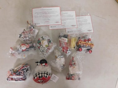 Christmas Ornament Lot including new in original bags - NASCAR, Dale Earnhardt, Santa BF Goodwrench