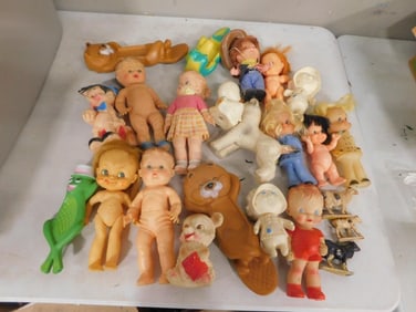 Vintage Toy Lot including vinyl dolls, Pillsbury, etc.