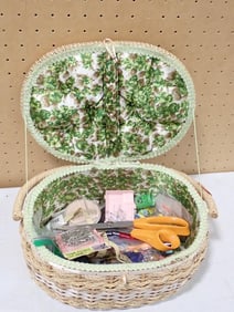 Basket of Sewing and Crafting Supplies
