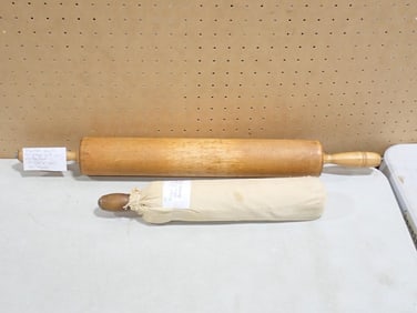 Antique Pastry Rolling Pin and Thorpe Industrial Size Rolling Pin Made in Hamden, CT