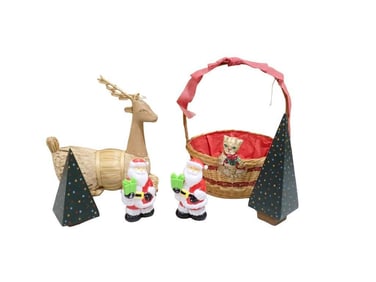 Christmas Decorations incl Santa Claus, Geometric Christmas Trees, Kitten Basket, Reindeer