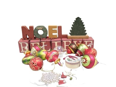 Christmas Decorations incl Ornaments, Noel and Believe, etc