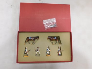 Mignot French Mounted Carabiniers Metal toy soldiers and Horse