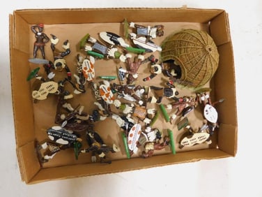 Lot of Vintage Metal Toy Soldiers British Army and Zulu warriors from the Anglo-Zulu War of 1879