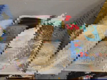 Large Lot of assorted Linens, Tablecloths, Doilies, etc