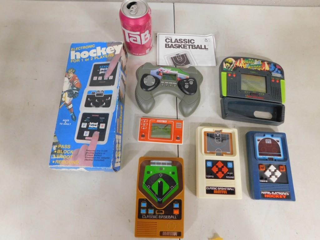 Lot of LCD Handheld Video Games including Vintage, Mars Attacks, Hockey, Mattel Baseball, Basketball (1 of 5)