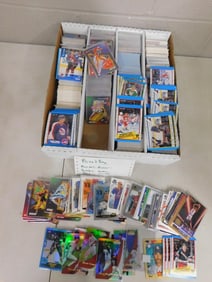 Mixed Box of Trading Cards including Marvel, Nascar, Baseball, Hockey, some in Sleeves