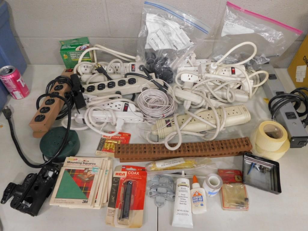 Lot of Power Strips, Wires, Mounting Squares, Hardware, Coax, etc. (1 of 9)