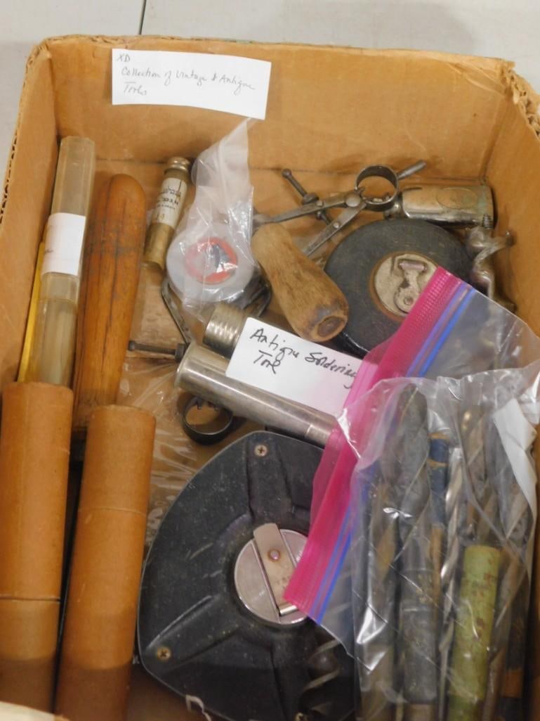 Collection of Vintage and Antique Tools: Collection of Vintage and Antique Tools All pictures are considered part of the description and should be examined carefully by bidders. Live Auctioneers is now offering Live Shipping through them.