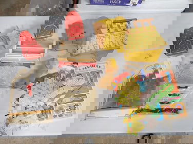 Vintage Toys incl Small Plush Dog, Paper Doll, Dollhouse Furniture Items, Etc