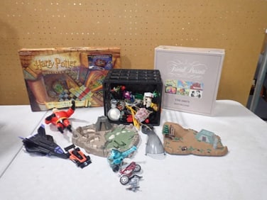 Toy / Game Lot including Harry Potter, Trivial Pursuit, Incredibles, Tonka, Star Wars Micro Machines