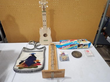 Misc. Lot incl 1992 Topps Baseball Cards, KiwiCo Eureka Crate Wooden Ukulele kit, Beatles Hot Wheels