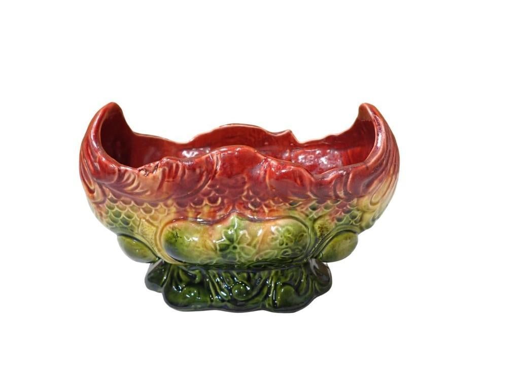 Art Nouveau Planter Majolica Glaze (1 of 6)