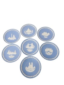 Set of 7 Wedgwood Jasperware Blue Plates