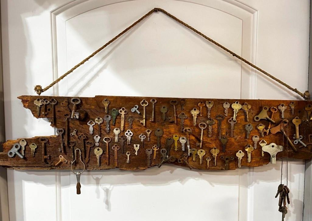 Antique Key Display Collage on Old Barn Board (1 of 4)